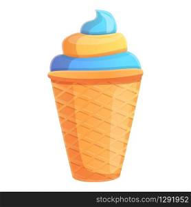 Cone blue ice cream icon. Cartoon of cone blue ice cream vector icon for web design isolated on white background. Cone blue ice cream icon, cartoon style