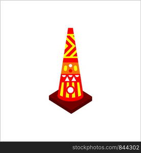 Cone Construction Barrier Icon, Traffic Cone Vector Art Illustration