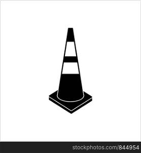 Cone Construction Barrier Icon, Traffic Cone Vector Art Illustration