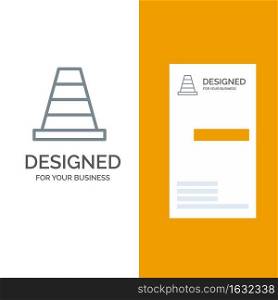 Cone, Construction, Tool Grey Logo Design and Business Card Template