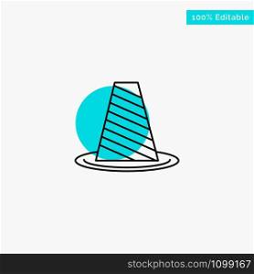 Cone, Protection, Road, Roadblock, Stop, Warning turquoise highlight circle point Vector icon