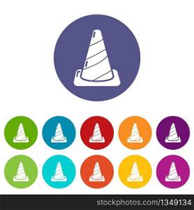 Cone road icons color set vector for any web design on white background. Cone road icons set vector color