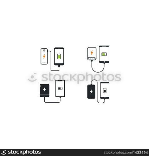conected powerbank to gadget vector icon illustration design