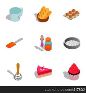Confectionery icons set. Isometric 3d illustration of 9 confectionery vector icons for web. Confectionery icons, isometric 3d style