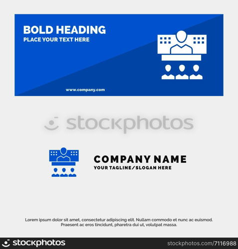 Conference, Business, Call, Connection, Internet, Online SOlid Icon Website Banner and Business Logo Template
