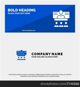 Conference, Business, Call, Connection, Internet, Online SOlid Icon Website Banner and Business Logo Template