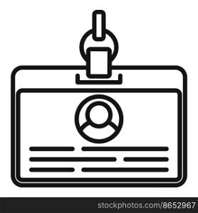Conference id card icon outline vector. Photo badge. Pass business. Conference id card icon outline vector. Photo badge