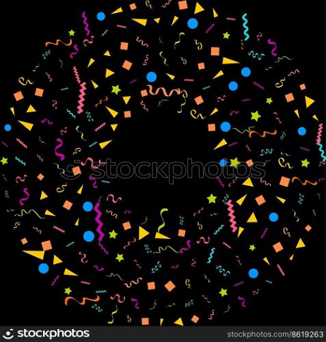 confetti concept design template holiday Happy Day. Black Background Ce≤bration Vector illustration. Vector Illustration
