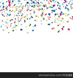 Confetti Falling Vector. Bright Explosion Isolated On White. Background For Birthday, Anniversary, Party, Holiday Decoration.. Confetti Falling Vector. Bright Explosion Isolated On White. Background For Birthday, Anniversary, Party, Decoration