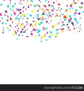 Confetti Falling Vector. Bright Explosion Isolated On White. Background For Birthday, Anniversary, Party, Holiday Decoration.. Confetti Falling Vector. Bright Explosion Isolated On White. Background For Birthday, Anniversary, Party, Decoration