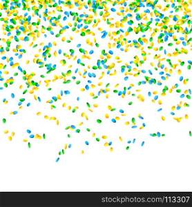 Confetti Falling Vector. Bright Explosion Isolated On White. Background For Birthday, Anniversary, Party, Holiday Decoration.. Confetti Falling Vector. Bright Explosion Isolated On White. Background For Birthday, Anniversary, Holiday Decoration.