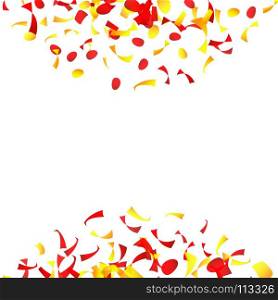 Confetti Falling Vector. Bright Explosion Isolated On White. Background For Birthday, Anniversary, Party, Holiday Decoration.. Confetti Falling Vector. Bright Explosion Isolated On White. Background For Birthday, Party, Holiday Decoration.
