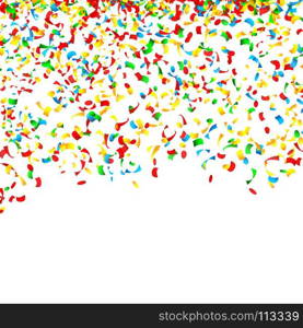 Confetti Falling Vector. Bright Explosion Isolated On White. Background For Birthday, Anniversary, Party, Holiday Decoration.. Confetti Falling Vector. Bright Explosion Isolated On White. Background For Birthday, Anniversary, Holiday Decoration.