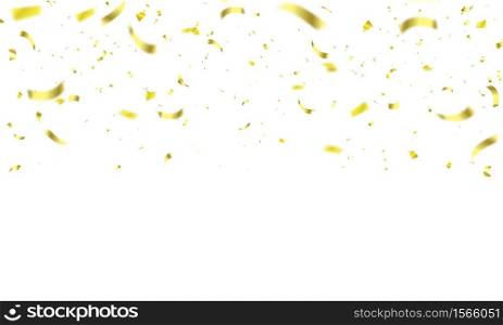 confetti gold celebration background template with ribbons. luxury greeting rich card.