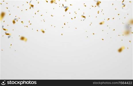confetti gold ribbons. Celebration luxury greeting rich card.