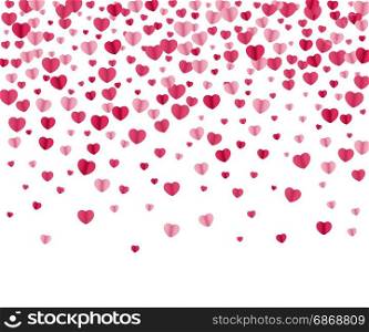 Confetti hearts background. Confetti hearts on white. Vector background for Valentines