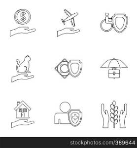 Confidence icons set. Outline illustration of 9 confidence vector icons for web. Confidence icons set, outline style