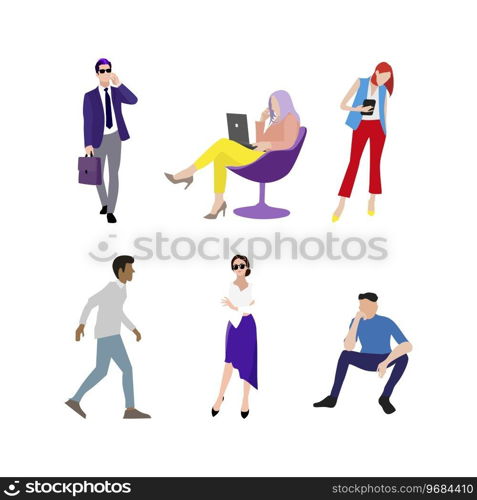 Confident business people man and woman. Illustration business people diversity, lady formal speak and man sit in chair vector. Confident business people man and woman