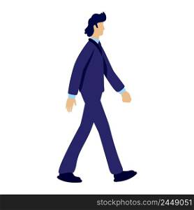 Confident office manager in dark blue suit semi flat color vector character. Walking figure. Full body person on white. Simple cartoon style illustration for web graphic design and animation. Confident office manager in dark blue suit semi flat color vector character