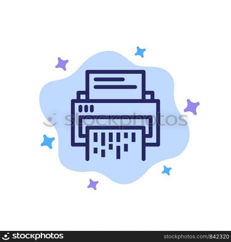 Confidential, Data, Delete, Document, File, Information, Shredder Blue Icon on Abstract Cloud Background