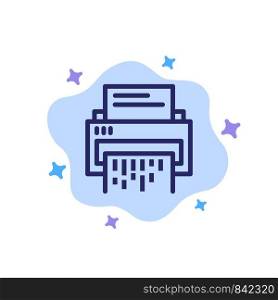 Confidential, Data, Delete, Document, File, Information, Shredder Blue Icon on Abstract Cloud Background
