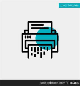 Confidential, Data, Delete, Document, File, Information, Shredder turquoise highlight circle point Vector icon