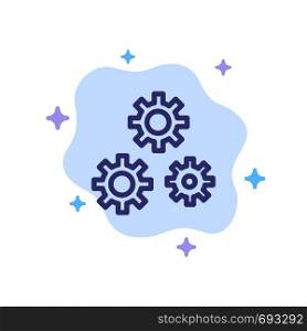 Configuration, Gears, Preferences, Service Blue Icon on Abstract Cloud Background