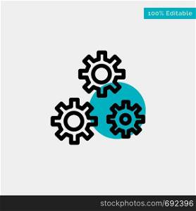 Configuration, Gears, Preferences, Service turquoise highlight circle point Vector icon