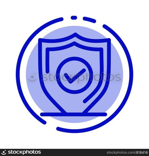 Confirm, Protection, Security, Secure Blue Dotted Line Line Icon