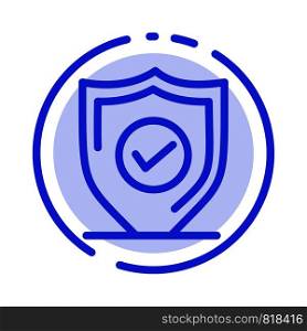 Confirm, Protection, Security, Secure Blue Dotted Line Line Icon