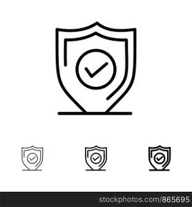 Confirm, Protection, Security, Secure Bold and thin black line icon set