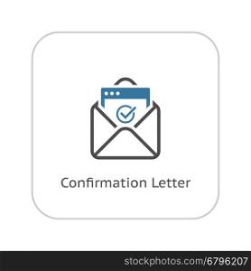 Confirmation Letter Icon. Flat Design.. Confirmation Letter Icon. Business and Finance. Isolated Illustration. Envelope with confirmation letter.