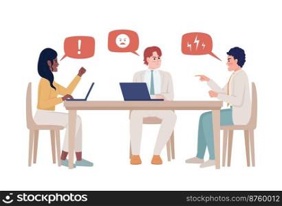 Conflict in business team semi flat color vector characters. Editable figures. Full body people on white. Disagreement simple cartoon style illustration for web graphic design and animation. Conflict in business team semi flat color vector characters