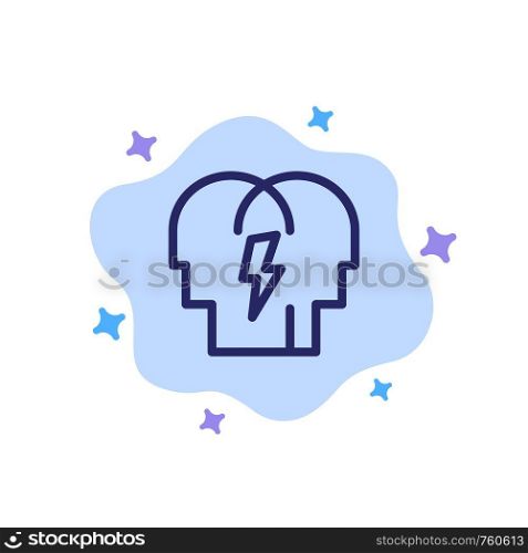 Conflict, In, People, Mind Blue Icon on Abstract Cloud Background
