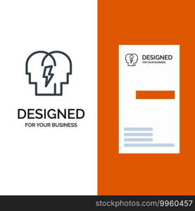 Conflict, In, People, Mind Grey Logo Design and Business Card Template