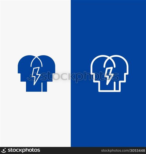 Conflict, In, People, Mind Line and Glyph Solid icon Blue banner Line and Glyph Solid icon Blue banner