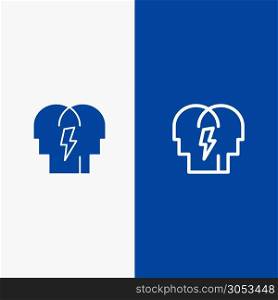 Conflict, In, People, Mind Line and Glyph Solid icon Blue banner Line and Glyph Solid icon Blue banner