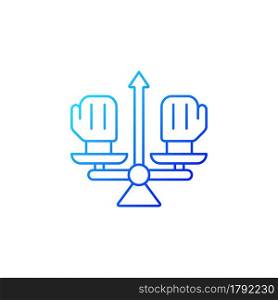Conflict management gradient linear vector icon. Professional conflict resolution. Avoid confrontation on workplace. Thin line color symbols. Modern style pictogram. Vector isolated outline drawing. Conflict management gradient linear vector icon
