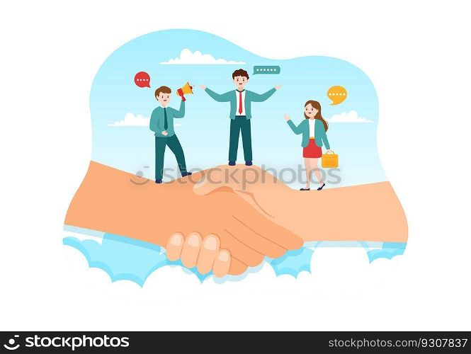 Conflict Resolution and Management Vector Illustration with Two Society Groups Different Opinions and Disagreement in Landing Page Hand Drawn