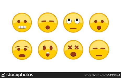 Confounded, sad, thinking emoji icon set. Smiley, emoticons. Facial expression on isolated white background. EPS 10 vector.. Confounded, sad, thinking emoji icon set. Smiley, emoticons. Facial expression on isolated white background. EPS 10 vector