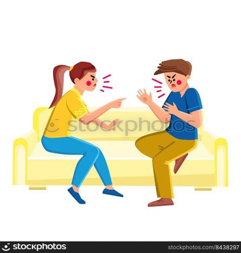 confronting couple vector. man woman angry, conflict family, quarrel wife, hate relationship confronting couple character. people flat cartoon illustration. confronting couple vector