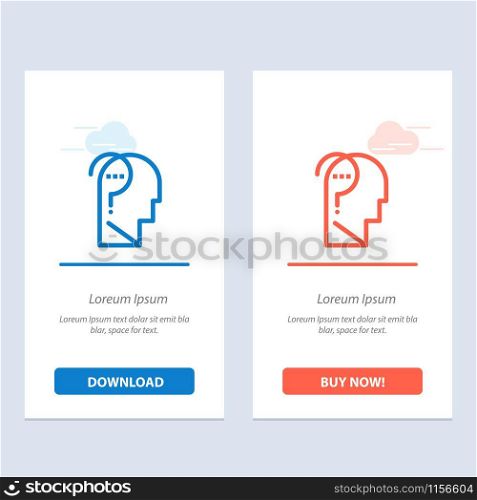 Confuse, Confuse Brain, Confuse Mind, Question Blue and Red Download and Buy Now web Widget Card Template