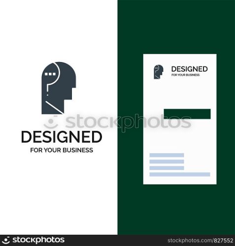 Confuse, Confuse Brain, Confuse Mind, Question Grey Logo Design and Business Card Template