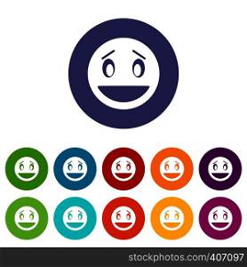 Confused emoticon set icons in different colors isolated on white background. Confused emoticon set icons