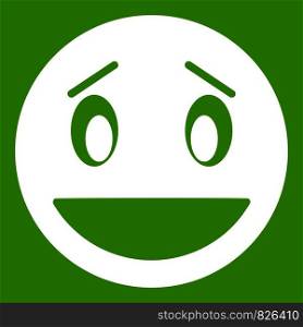 Confused emoticon white isolated on green background. Vector illustration. Confused emoticon green