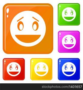 Confused emoticons set collection vector 6 color isolated on white background. Confused emoticons set vector color