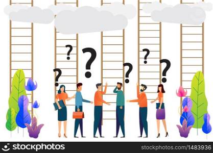 confused, Ladder to success. Business choices concept. business groups are confused. character vector illustration.