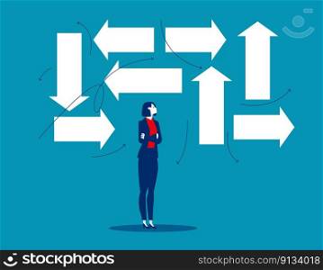Confusion about options and directions. Uncertainty business vector illustration