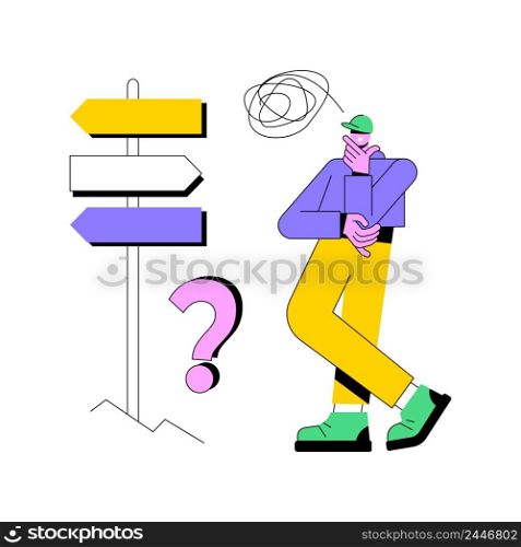 Confusion abstract concept vector illustration. Identity crisis, delirium and mental confusion, confused feelings, treatment and help, health problem, trouble speaking, memory abstract metaphor.. Confusion abstract concept vector illustration.