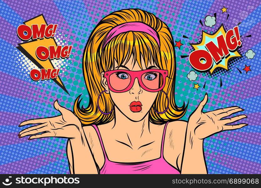 Surprise Omg Pop Art Woman Pop Art Retro Vector Illustration Surprise Omg Pop Art Woman 9997